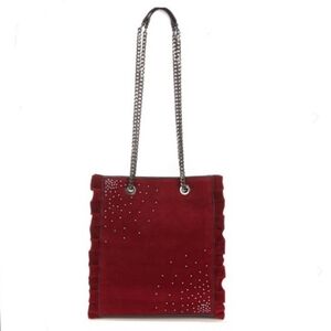 NWT Gianni Bini Velvet Ruffle Embellished Tote